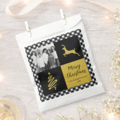 白黒バッファロープレイド金ゴールドホリデーフォト フェイバーバッグ (クリップ留めされた状態)