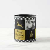 白黒バッファロープレイド金ゴールドホリデーフォト マグカップ (中央)