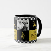 白黒バッファロープレイド金ゴールドホリデーフォト マグカップ (正面右)