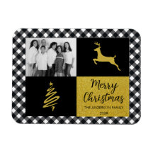 白黒バッファロープレイド金ゴールドホリデーフォト