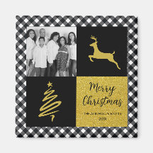 白黒バッファロープレイド金ゴールドホリデーフォト