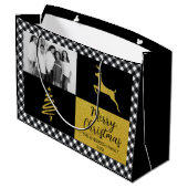 白黒バッファロープレイド金ゴールドホリデーフォト ラージペーパーバッグ (裏面アングル)