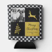 白黒バッファロープレイド金ゴールドホリデーフォト 缶クーラー (裏面)