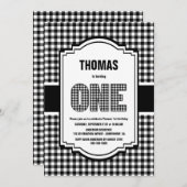 白黒バッファロープレイド1回目の誕生日パーティー 招待状 (正面/裏面)