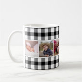 白黒バッファロープレイド6フォトコラージュ コーヒーマグカップ (左)