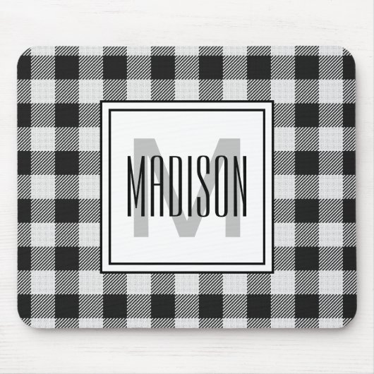 白黒バッファロープレイド/チェックモノグラムの マウスパッド (正面)