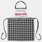 白黒バッファロープレイパーソナライズされたドモノグラム エプロン (正面)