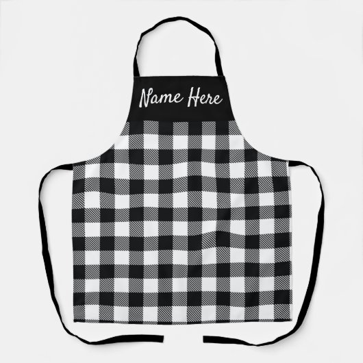 白黒バッファロープレパーソナライズされたイ素朴ド エプロン (正面)