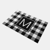 白黒バッファローモノグラムのプレイド ドアマット (アングル)