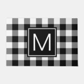 白黒バッファローモノグラムのプレイド ドアマット (正面)