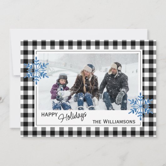 白黒バッファローランバージャックプレイド&スノーフレーク シーズンカード (正面)