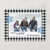 白黒バッファローランバージャックプレイド&スノーフレーク ポストカード (正面)