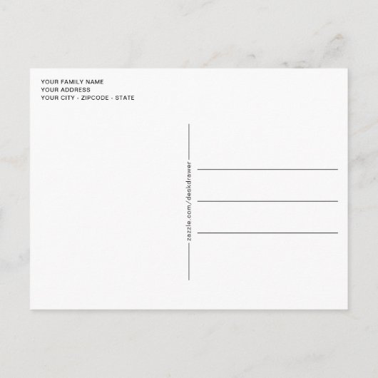 白黒バッファローランバージャックプレイド&スノーフレーク ポストカード (裏面)