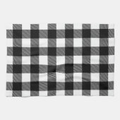 白黒バッファロー名門私立校風のチェックプレイド キッチンタオル (横)