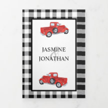 白黒バッファロー格子縞レッドトラック結婚ズ