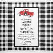 白黒バッファロー格子縞レッドトラック結婚ズ 三つ折り招待状 (内部中)
