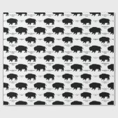 白黒バッファロー素朴のカスタムメッセージ ラッピングペーパー (フラット)