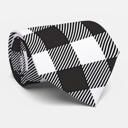 白黒バッファロー・プレイド男性のネクタイ ネクタイ (ロール)