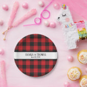 白黒バッファロー・プレイド素朴ズ結婚ズ ペーパープレート (パーティー)