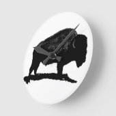 白黒バッファロー ラウンド壁時計 (傾斜)