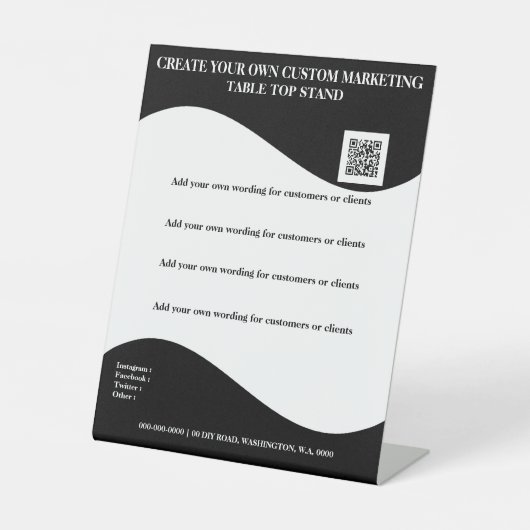 白黒バナー（ロゴ付きデスクトップオフィス付き、8 x 10） 台座サイン (正面)