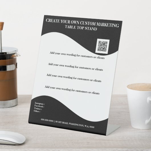 白黒バナー（ロゴ付きデスクトップオフィス付き、8 x 10） 台座サイン (インサイチュ)