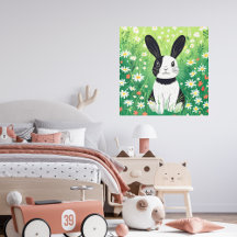 白黒バニーのメタルウォールアート