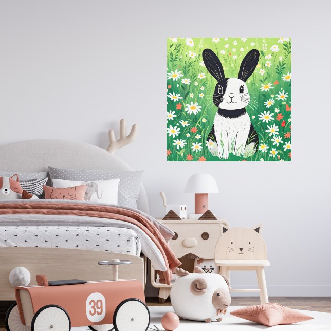 白黒バニーのメタルウォールアート メタルプリント (クリエイターアップロード済み)