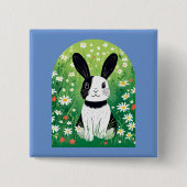 白黒バニーボタン 缶バッジ (正面)