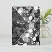 白黒バブルパーティの招待状テンプレート 招待状 (スタンド正面)