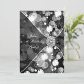 白黒バブル任意の数の誕生日パーティー 招待状 (スタンド正面)