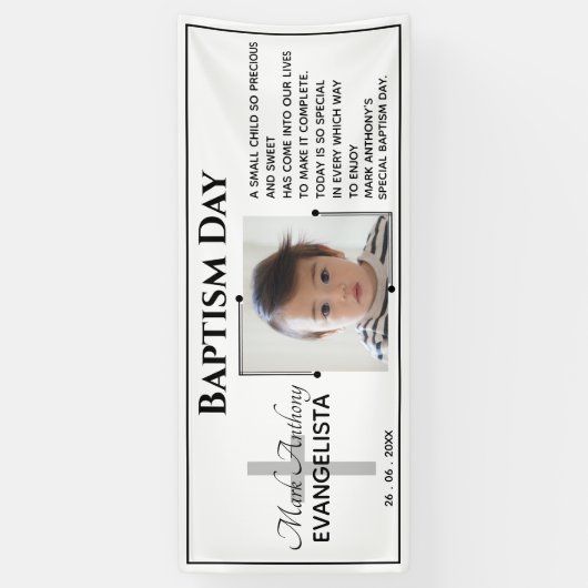 白黒バプテスマの日のイベントパーティーバナー 横断幕 (縦)