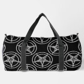 白黒バプホメットのペンタグラムハロウィーン ダッフルバッグ (裏面)