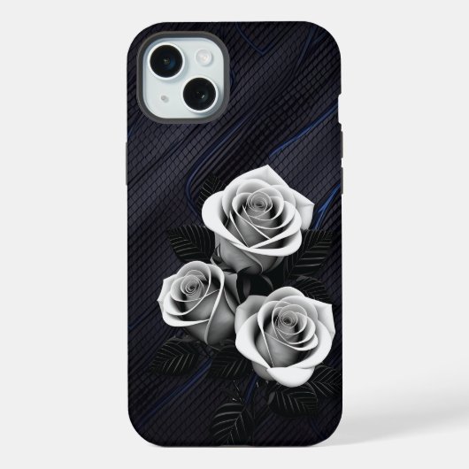 白黒バラの携帯電話ケース iPhoneケース (裏面)