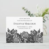 白黒バラのSave the Date はがき 招待状 (スタンド正面)