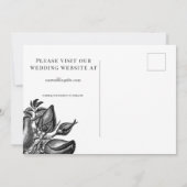 白黒バラのSave the Date はがき 招待状 (裏面)