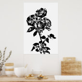 白黒バラアート図解入りの、写真付きのポスター ポスター (キッチン)