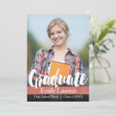 白黒バラグリッター |写真卒業カード 招待状 (スタンド正面)