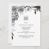 白黒バラゴシックプリントまたはデジ結婚タル 招待状 (裏面)