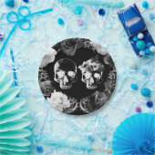 白黒バラスケルトンスカルゴシック結婚ズ ペーパープレート (パーティー)