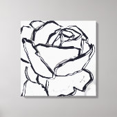 白黒バラフラワー抽象芸術アートミニマル キャンバスプリント (正面)