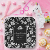 白黒バラフローラアーチキンセアニェラパーティー ペーパープレート (パーティー)