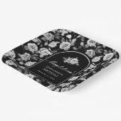 白黒バラフローラアーチキンセアニェラパーティー ペーパープレート (傾斜あり)