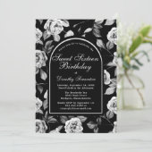 白黒バラフローラアーチSweet sixteen 招待状 (スタンド正面)