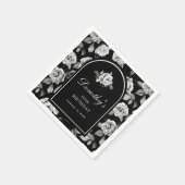 白黒バラフローラ3月80日バースデーパーティー スタンダードカクテルナプキン (角)