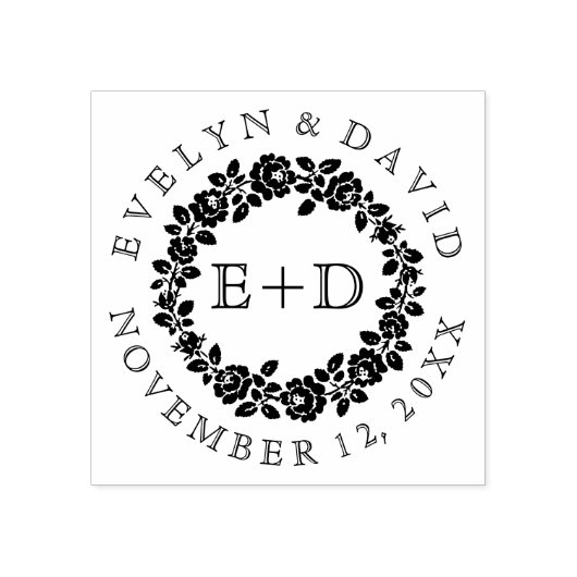 白黒バラリースヴィンテージモノグラ結婚ム ラバースタンプ (インプリント)