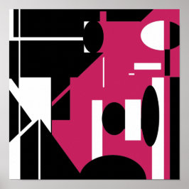 白黒バラレッド抽象芸術幾何デザイン ポスター