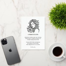 白黒バラ引用文 箔グリーティングカード