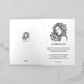 白黒バラ引用文 箔グリーティングカード (外側レイダウン)