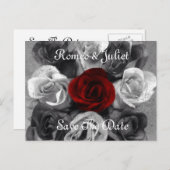 白黒バラ日付ポストカードの保存 案内ポストカード (正面/裏面)